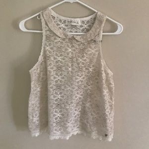 Cream lace Abercrombie Peter Pan tank top